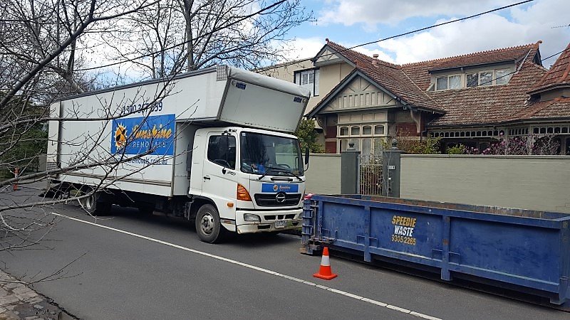 Truck parked outside for home removalist.